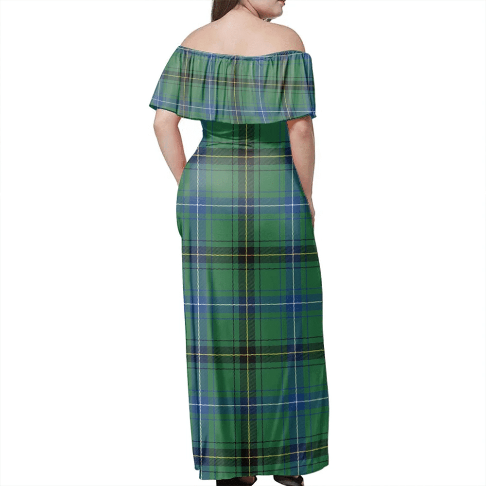 Henderson Ancient Tartan Off Shoulder Long Dress