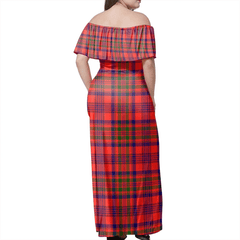 Murray Of Tulloch Modern Tartan Off Shoulder Long Dress