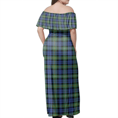 Campbell Argyll Ancient Tartan Off Shoulder Long Dress