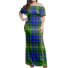 Maitland Tartan Off Shoulder Long Dress