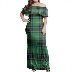 MacArthur Ancient Tartan Off Shoulder Long Dress