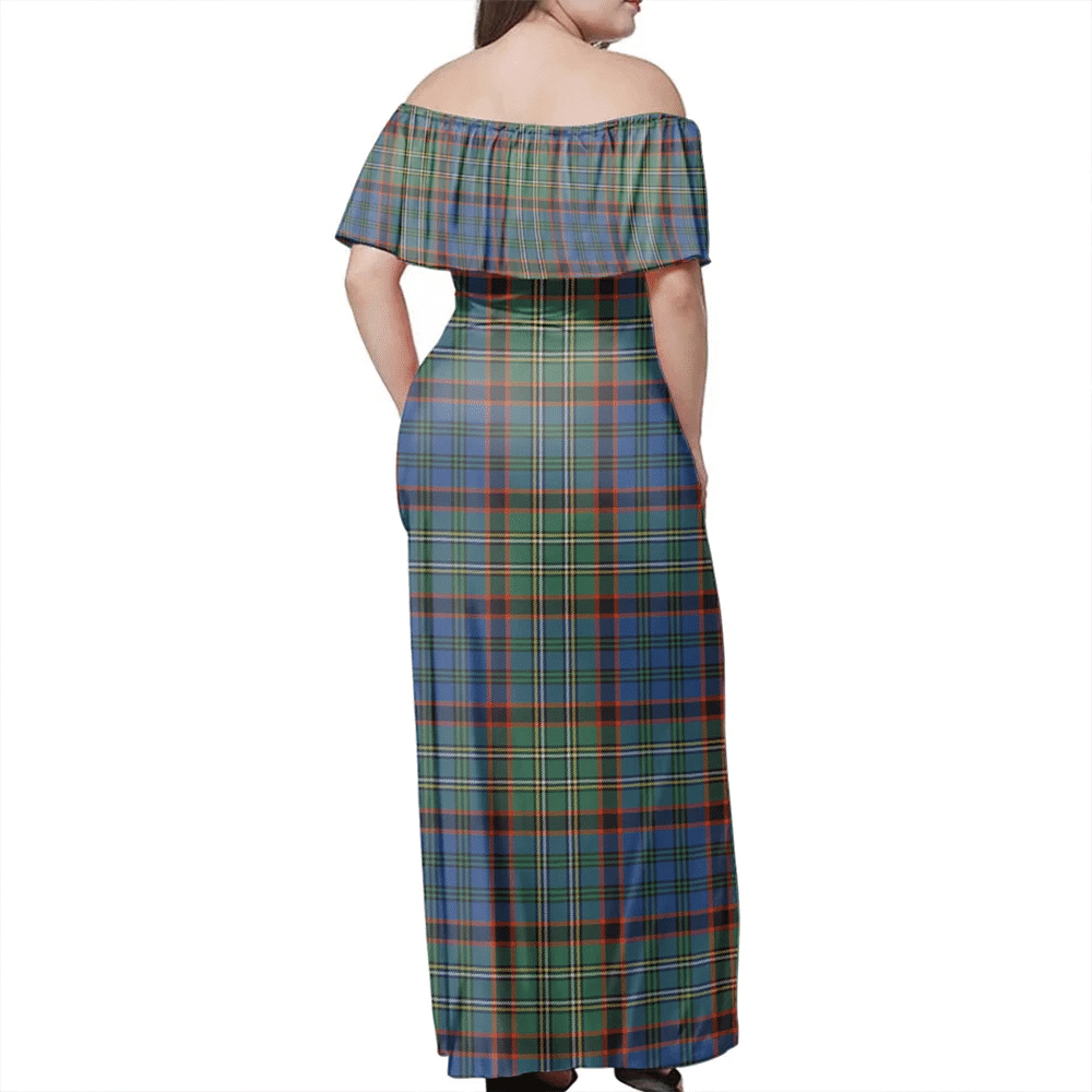 Nicolson Hunting Ancient Tartan Off Shoulder Long Dress