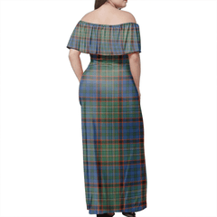 Nicolson Hunting Ancient Tartan Off Shoulder Long Dress