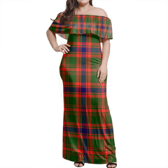 Nithsdale District Tartan Off Shoulder Long Dress