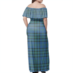 Matheson Hunting Ancient Tartan Off Shoulder Long Dress