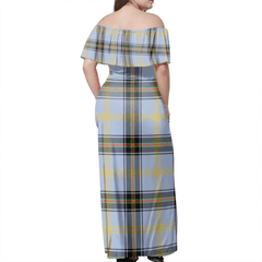 Bell Of The Borders Tartan Off Shoulder Long Dress