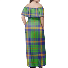 New Mexico Tartan Off Shoulder Long Dress