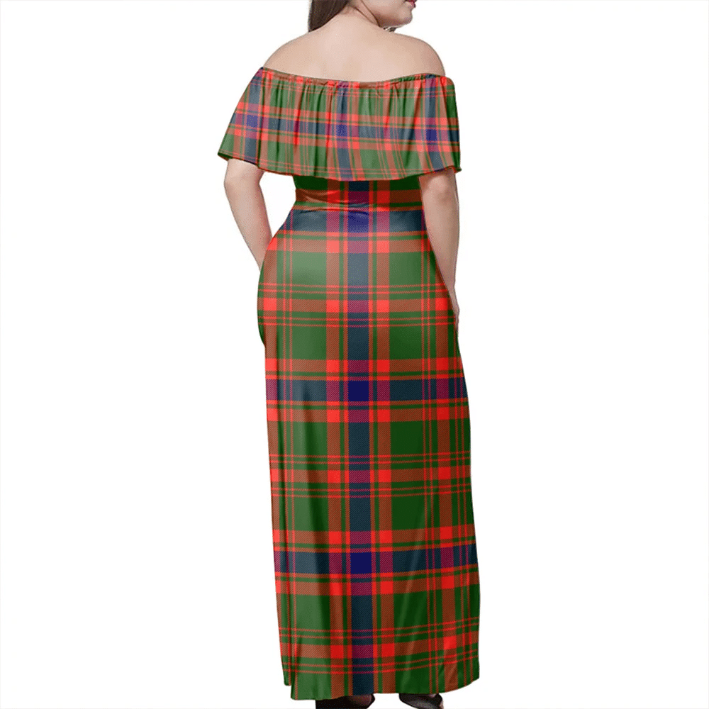 Nithsdale District Tartan Off Shoulder Long Dress