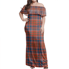 Cameron Of Lochiel Ancient Tartan Off Shoulder Long Dress