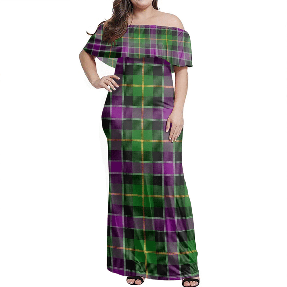 Selkirk Tartan Off Shoulder Long Dress