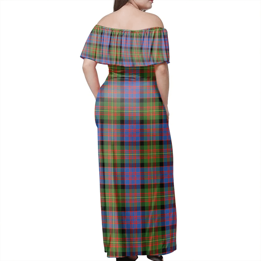 Carnegie Ancient Tartan Off Shoulder Long Dress