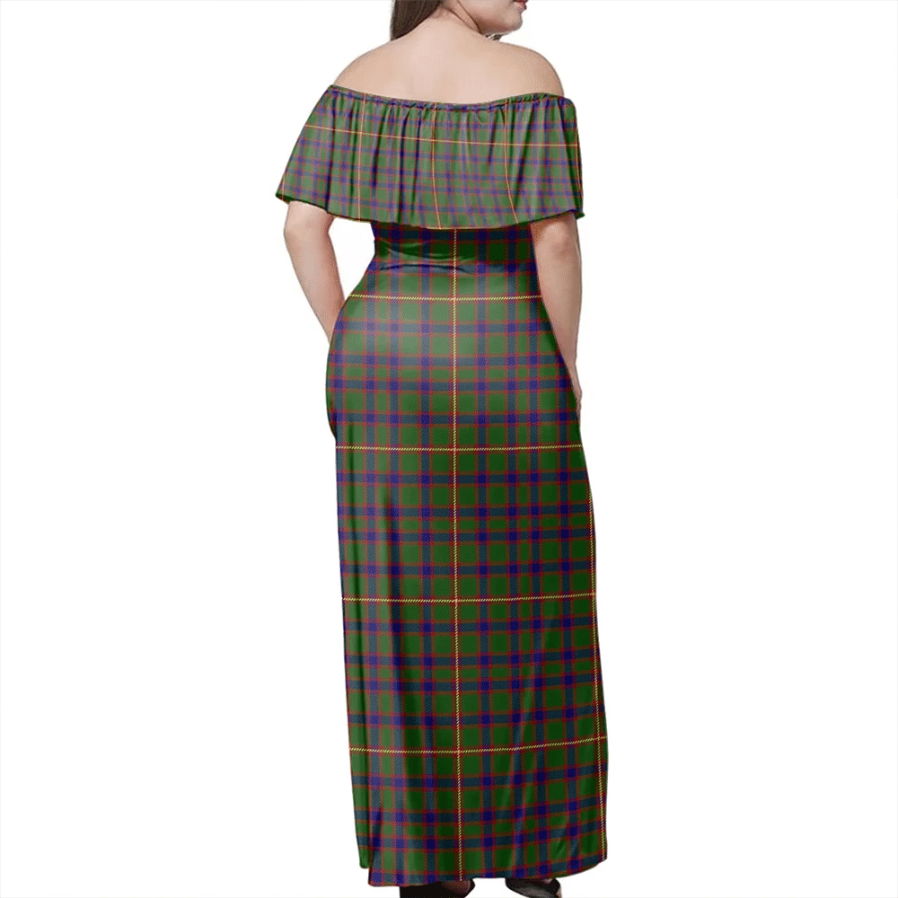 Hall Tartan Off Shoulder Long Dress