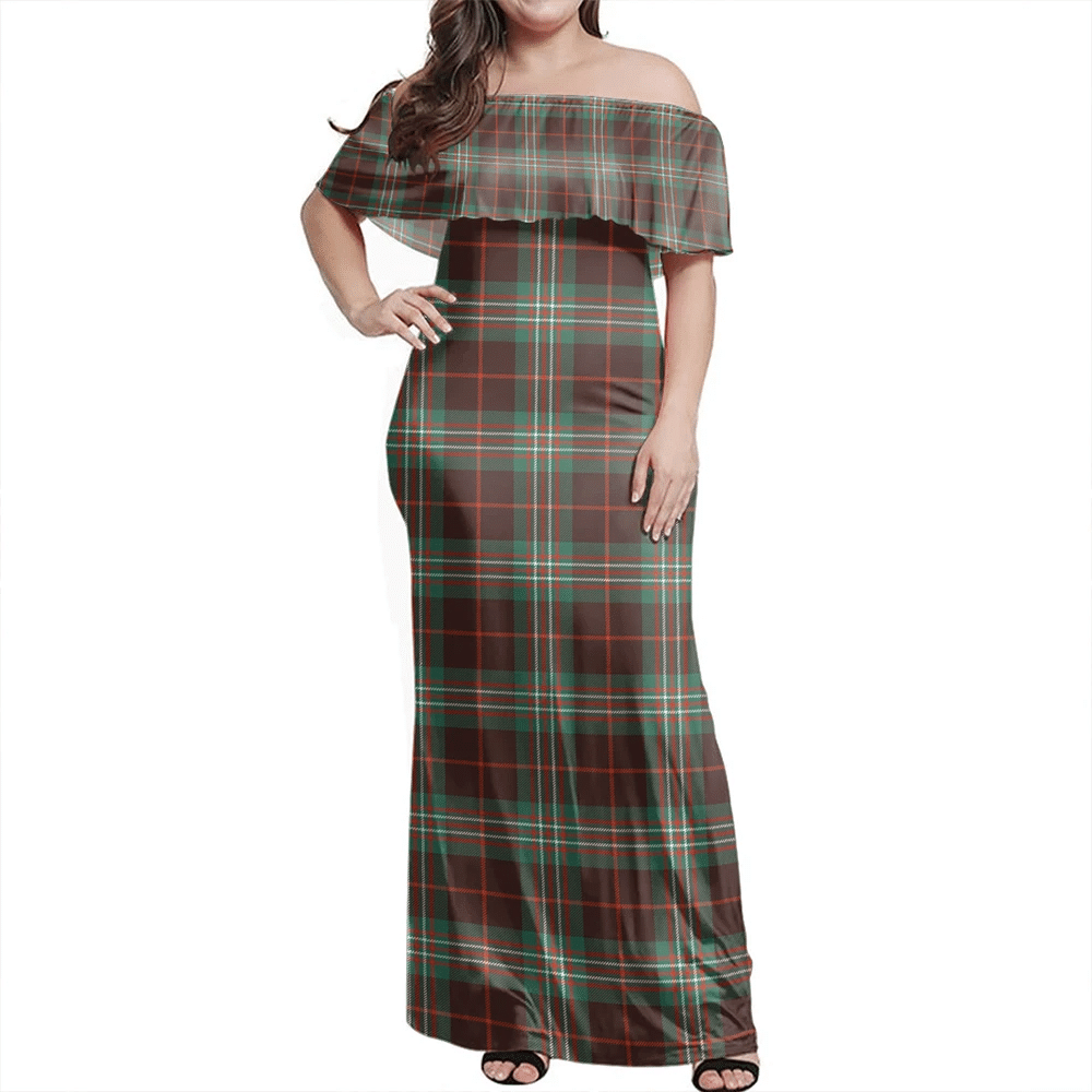 Scott Brown Ancient Tartan Off Shoulder Long Dress