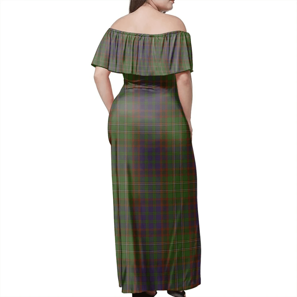 Cunningham Hunting Modern Tartan Off Shoulder Long Dress