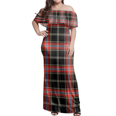 Norwegian Night Tartan Off Shoulder Long Dress