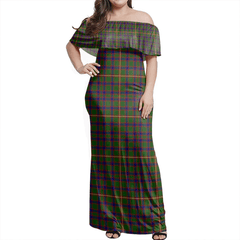 Hall Tartan Off Shoulder Long Dress