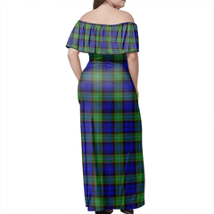 Sempill Modern Tartan Off Shoulder Long Dress