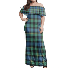 Mouat Tartan Off Shoulder Long Dress