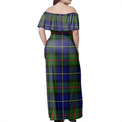 MacLeod Of Harris Modern Tartan Off Shoulder Long Dress