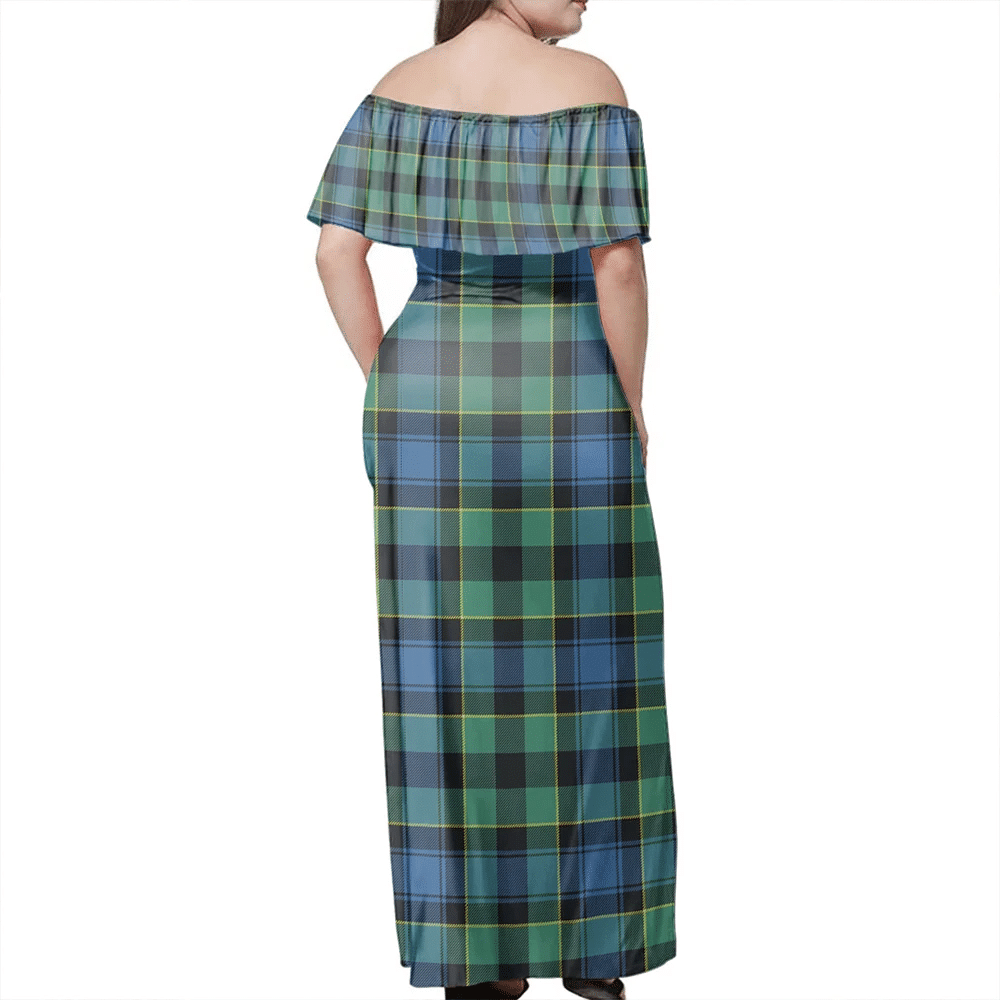 Mouat Tartan Off Shoulder Long Dress