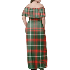 Prince Of Wales Tartan Off Shoulder Long Dress