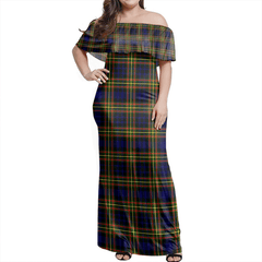 MacLellan Modern Tartan Off Shoulder Long Dress