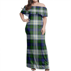 Blackwatch Dress Modern Tartan Off Shoulder Long Dress