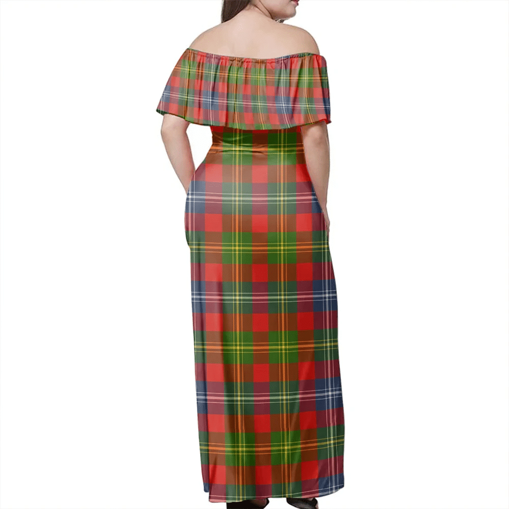 Forrester Tartan Off Shoulder Long Dress