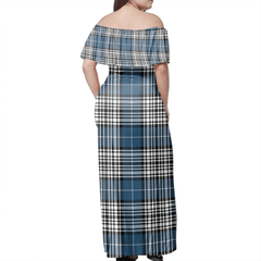 Napier Modern Tartan Off Shoulder Long Dress