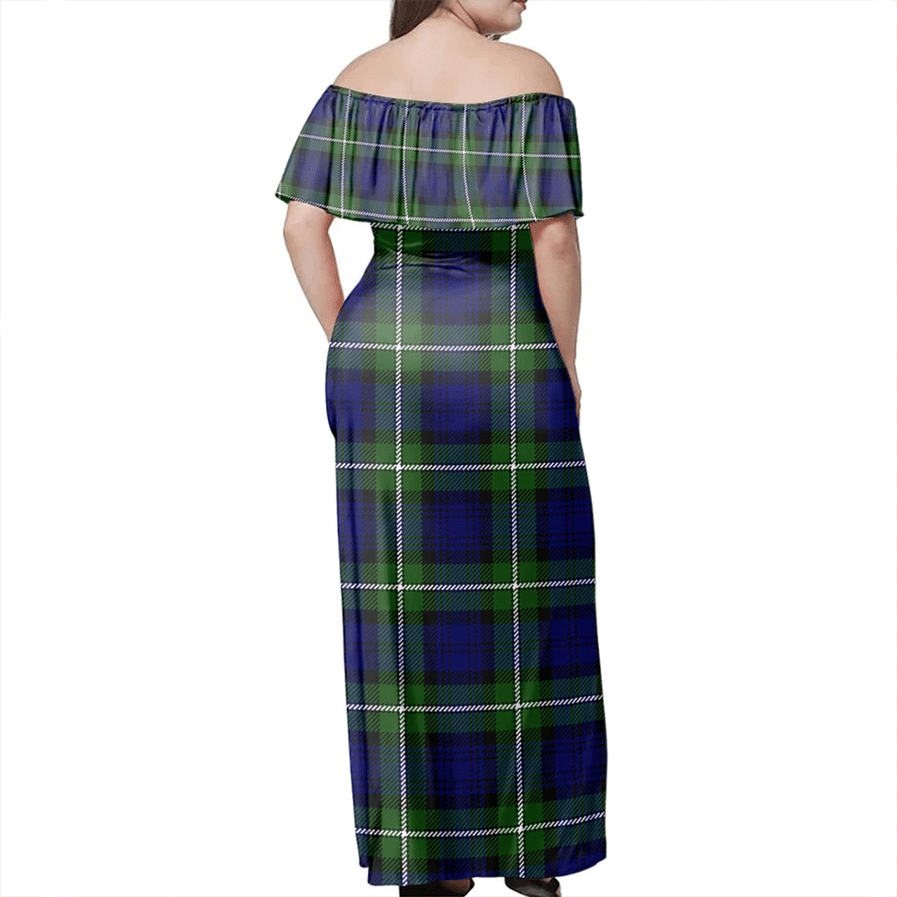 Forbes Modern Tartan Off Shoulder Long Dress