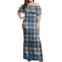 Napier Modern Tartan Off Shoulder Long Dress