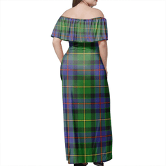 Tait Modern Tartan Off Shoulder Long Dress