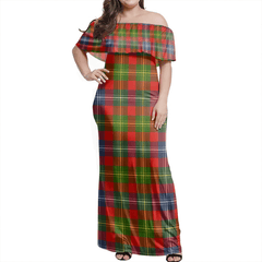 Forrester Tartan Off Shoulder Long Dress