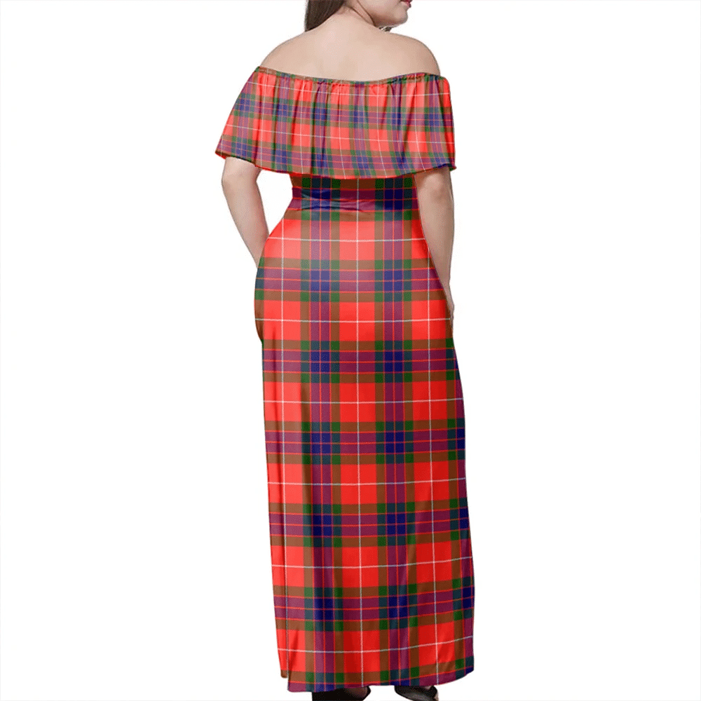 Fraser Modern Tartan Off Shoulder Long Dress