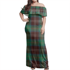 Chisholm Hunting Ancient Tartan Off Shoulder Long Dress