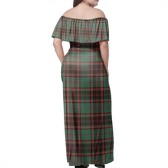 Buchan Ancient Tartan Off Shoulder Long Dress