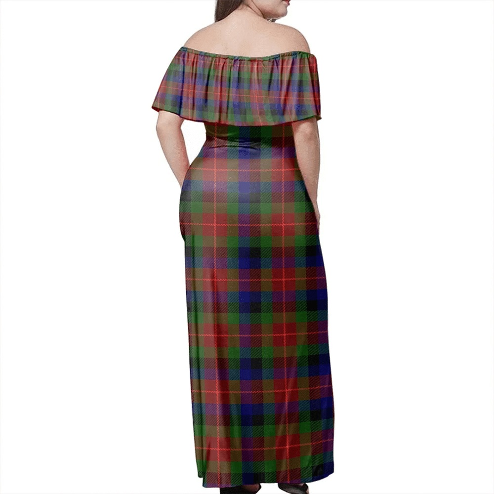 Tennant Tartan Off Shoulder Long Dress