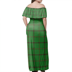 Don Tribe Of Mar Tartan Off Shoulder Long Dress