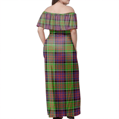 MacDonald Of Clanranald Tartan Off Shoulder Long Dress