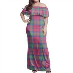 Lindsay Ancient Tartan Off Shoulder Long Dress