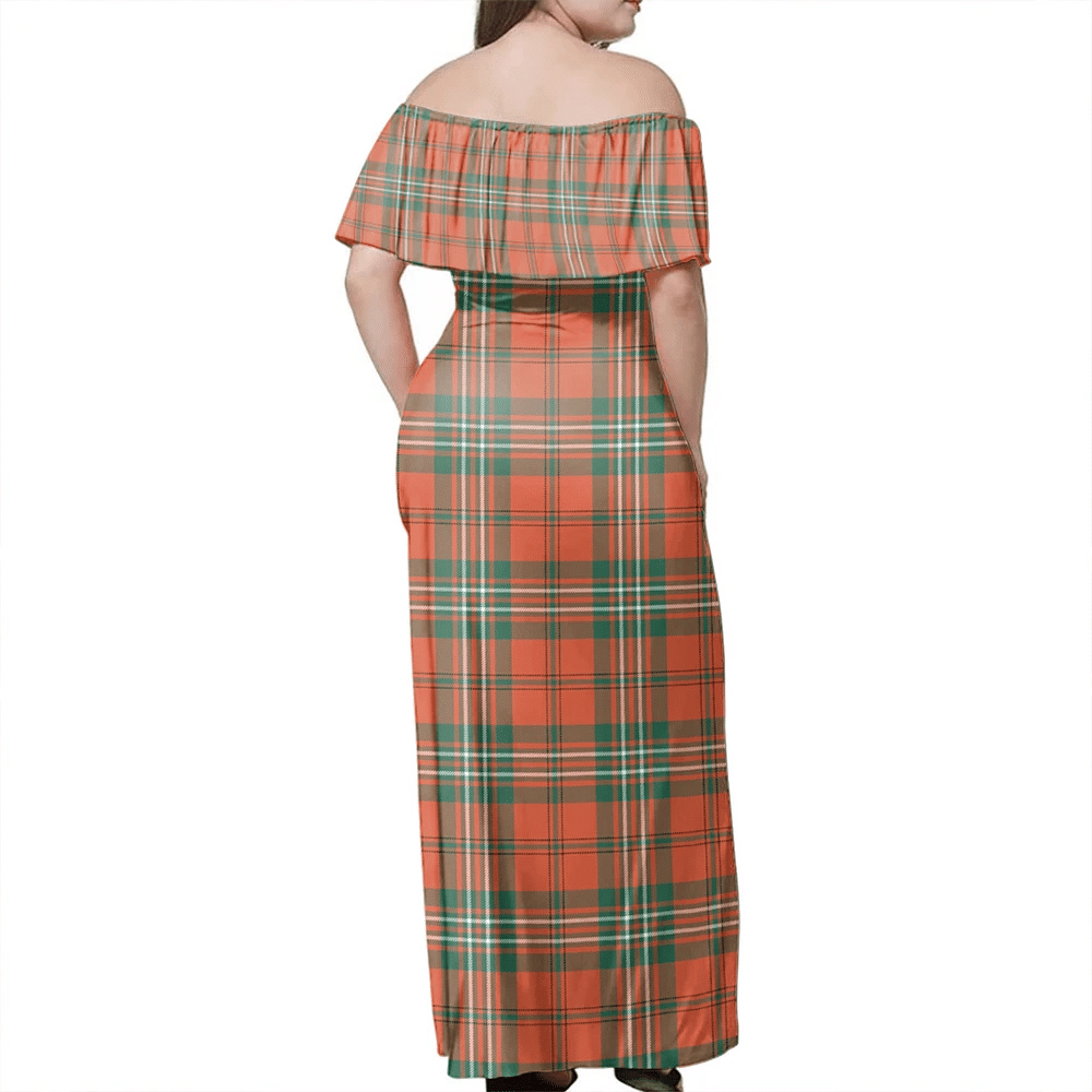 Scott Ancient Tartan Off Shoulder Long Dress