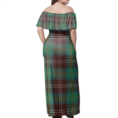 Chisholm Hunting Ancient Tartan Off Shoulder Long Dress