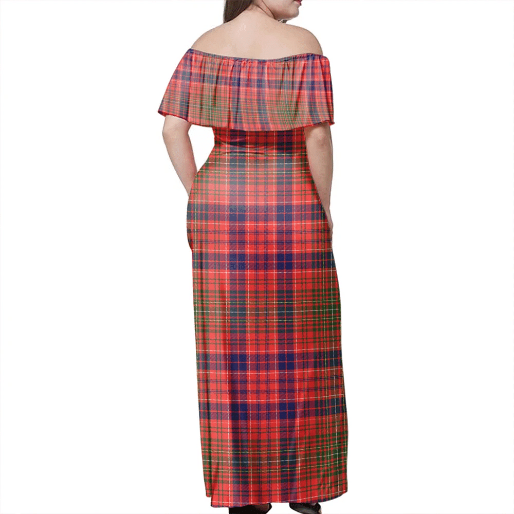 Lumsden Modern Tartan Off Shoulder Long Dress