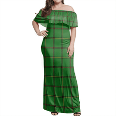 Don Tribe Of Mar Tartan Off Shoulder Long Dress