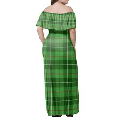 Galloway District Tartan Off Shoulder Long Dress