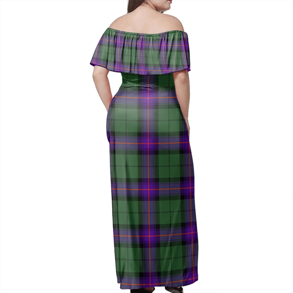 Armstrong Modern Tartan Off Shoulder Long Dress