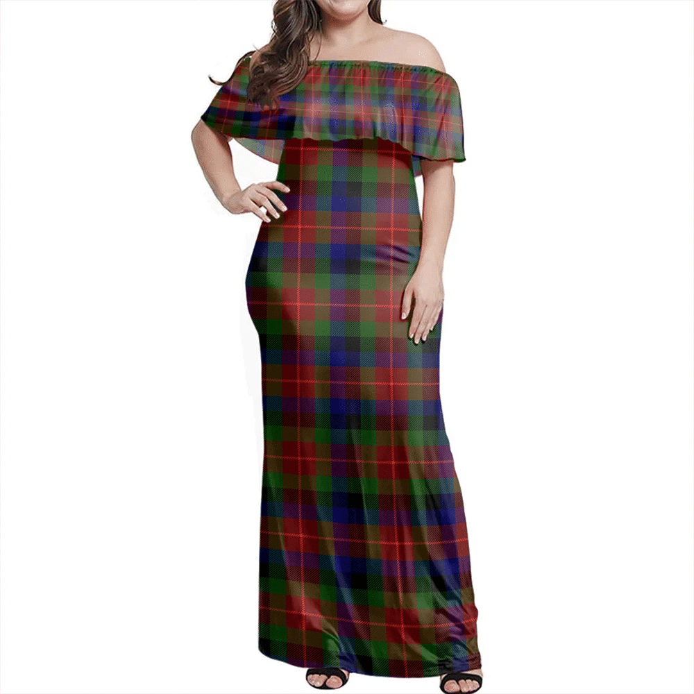 Tennant Tartan Off Shoulder Long Dress