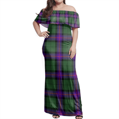 Armstrong Modern Tartan Off Shoulder Long Dress