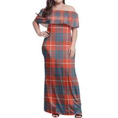 Hamilton Ancient Tartan Off Shoulder Long Dress