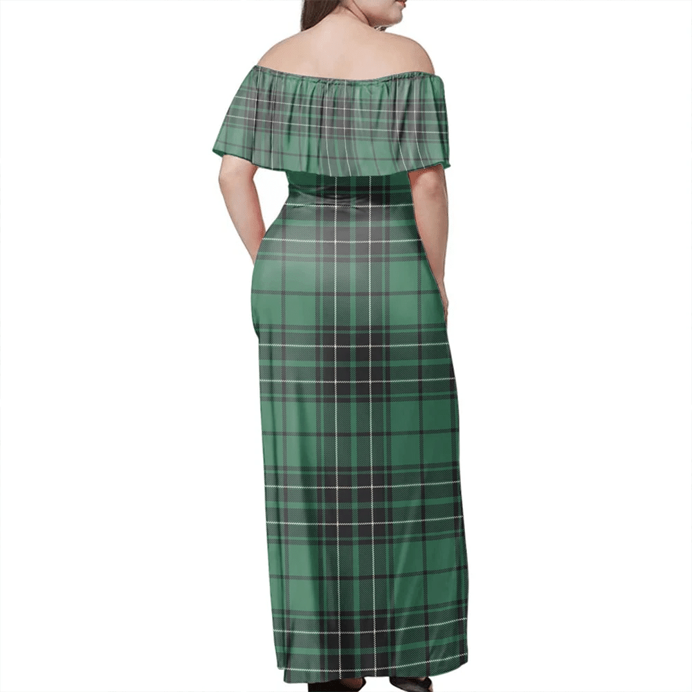 MacLean Hunting Tartan Off Shoulder Long Dress